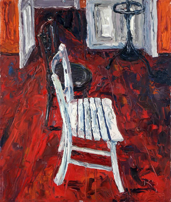 CHAIRS ON A RED FLOOR